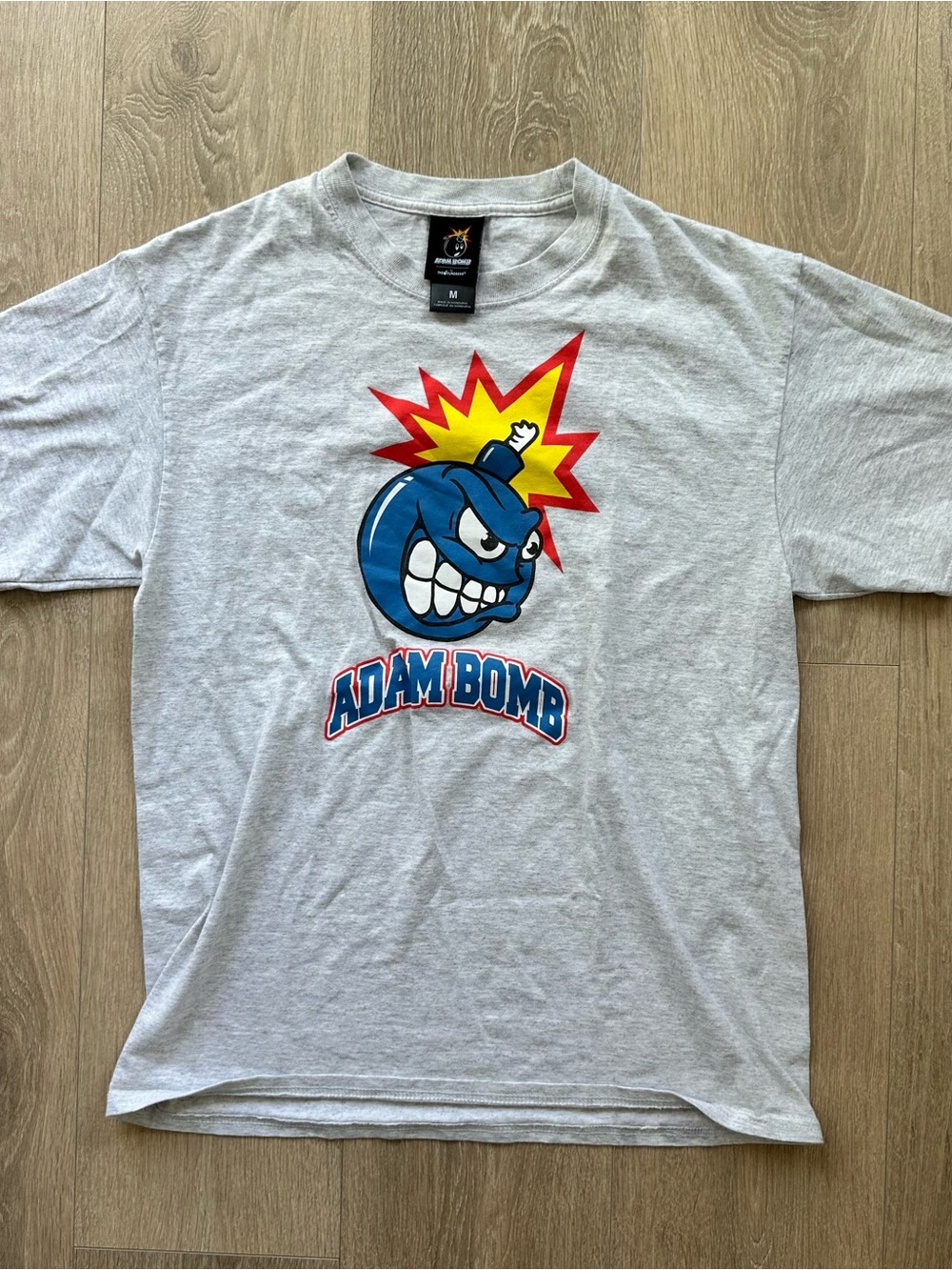 The Hundreds Adam Bomb Tee - Light Gray with Red & Yellow Graphic Size M